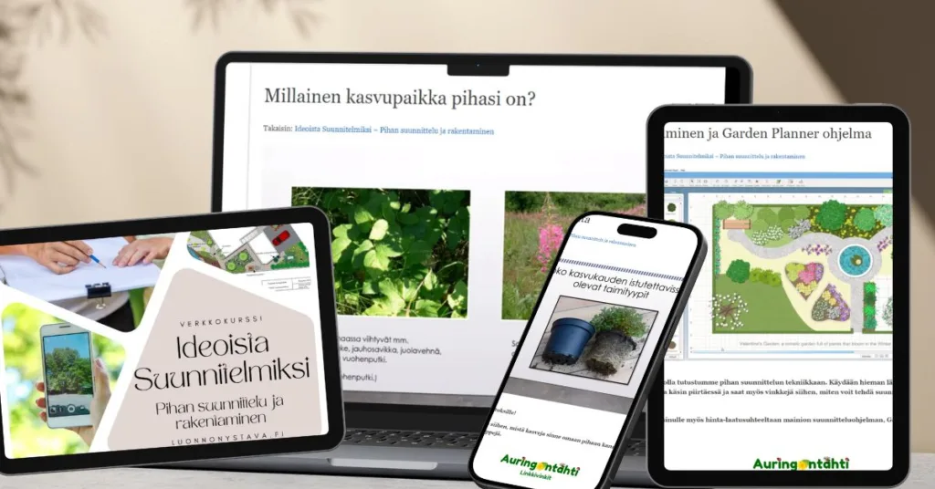 Ideoista suunnitelmiksi - pihasuunnittelma syntyy helposti tällä verkkokurssilla
